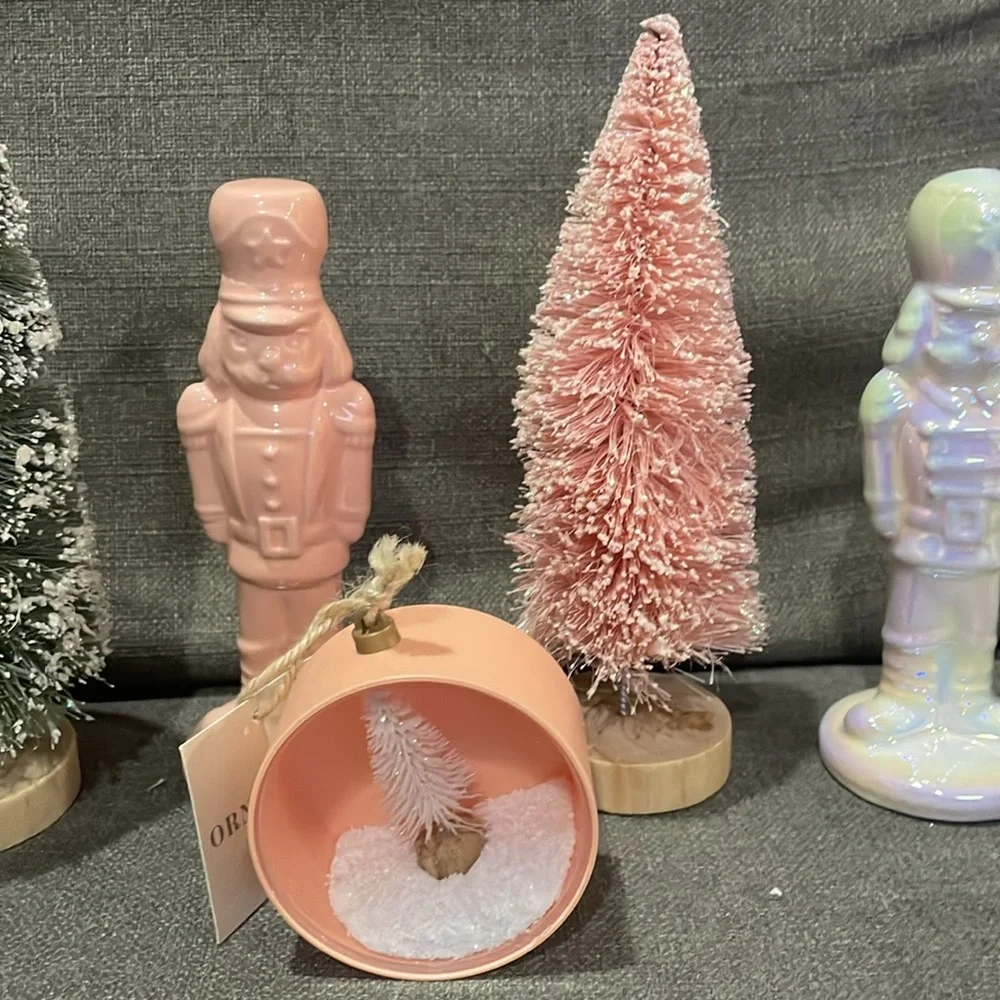 Target Playground Pink White Green Bottle Brush Nutcracker Ornament Collection